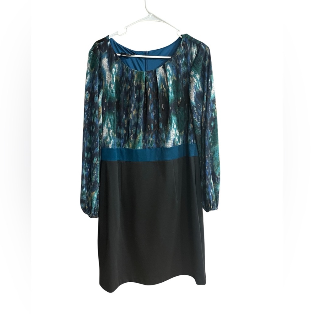 AGB long Sleeve Dress Turquoise, Gold, and Black Size: 16 NWT